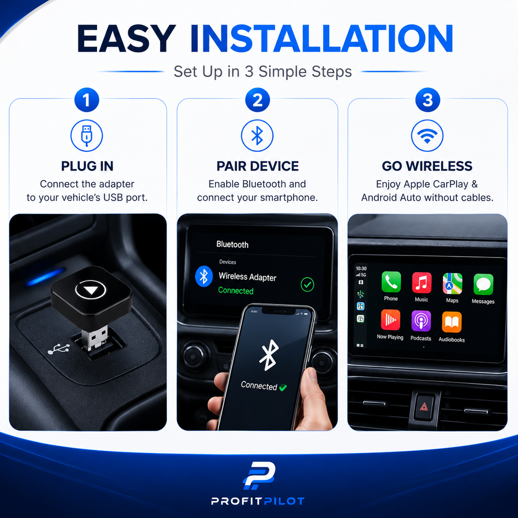 2-in-1 Wireless CarPlay & Android Auto Adapter for OEM Wired Systems