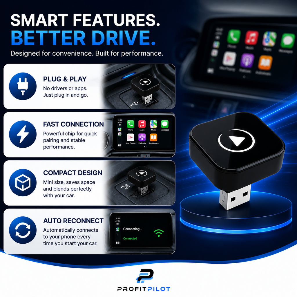 2-in-1 Wireless CarPlay & Android Auto Adapter for OEM Wired Systems