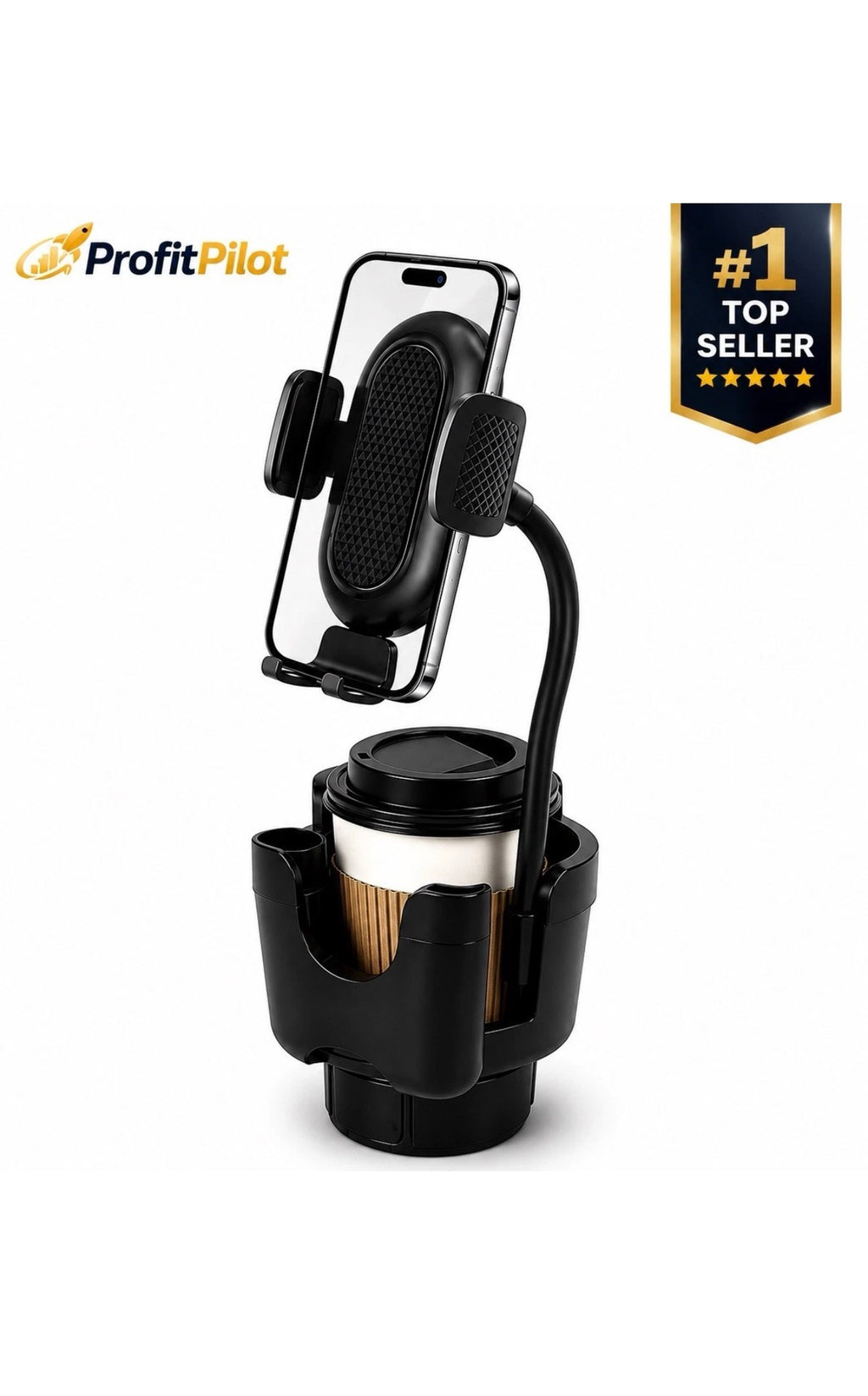 3-in-1 Car Cup Holder Expander with Phone Mount – Universal Fit